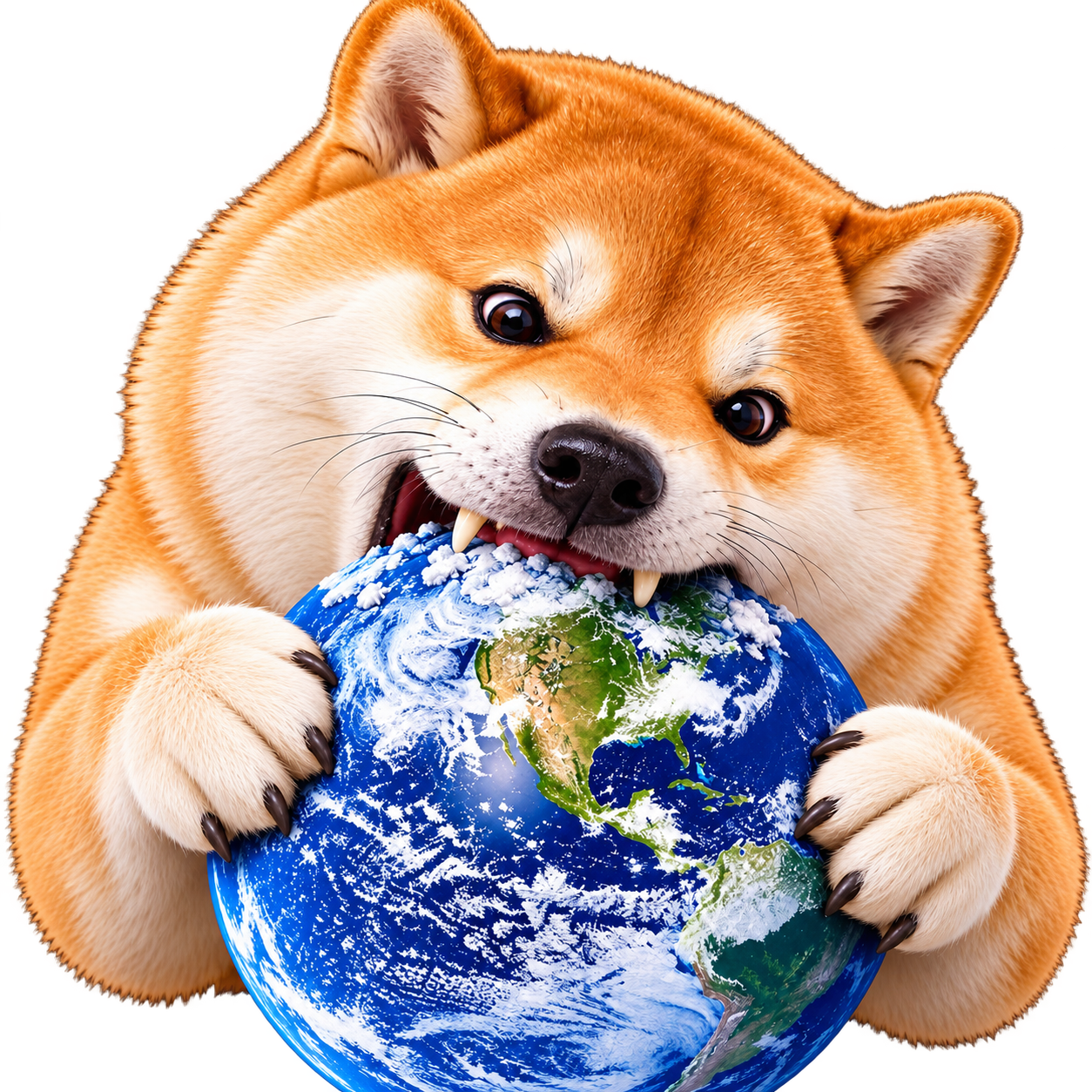 World's Inu biting and hugging the Earth